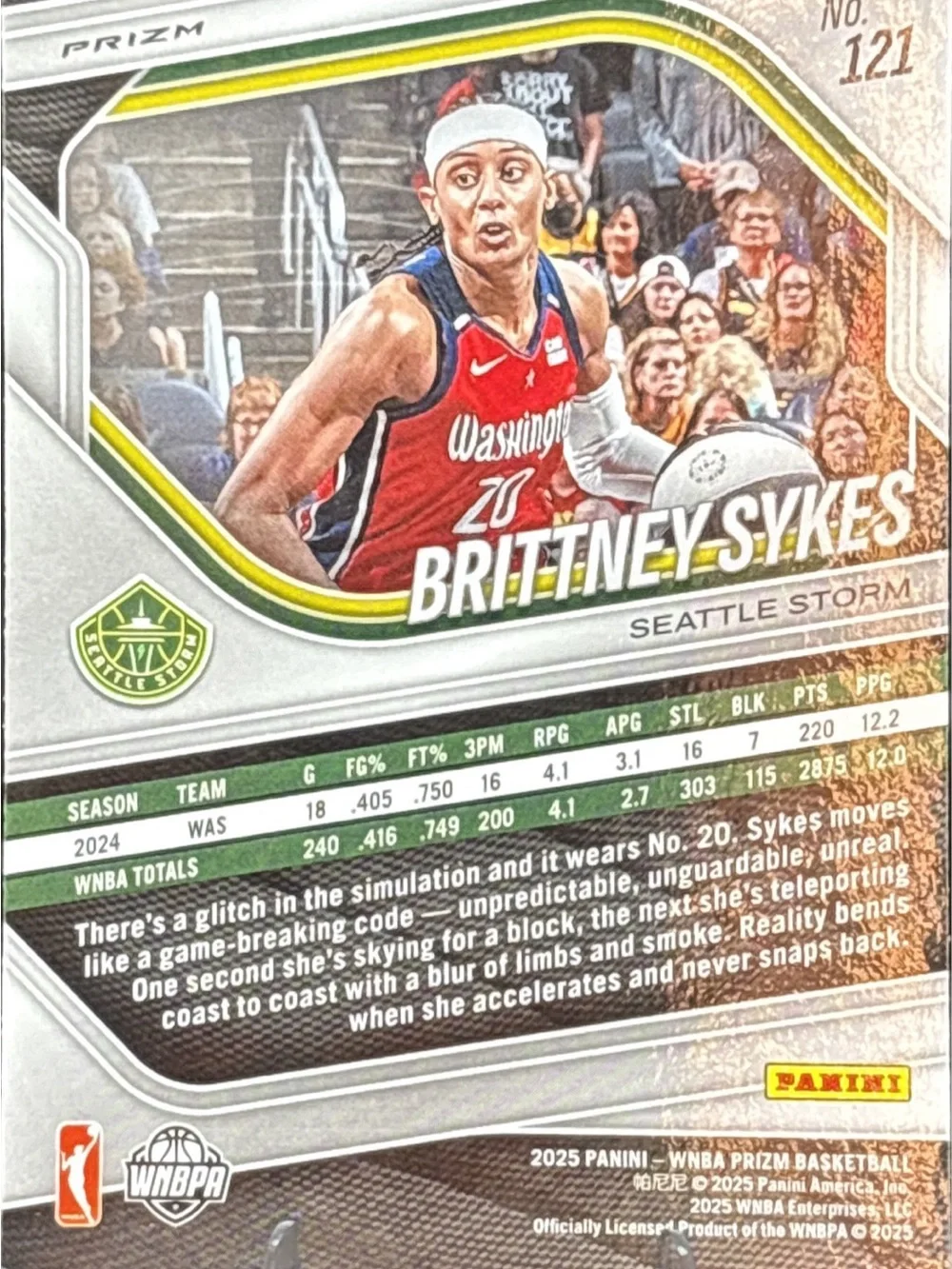 Brittney Sykes Seattle Storm Basketball Card - Holographic Insert